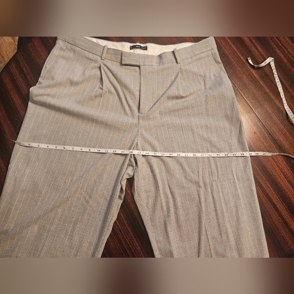 Mango MNG Gray White Pinstripe High Rise Wide Leg Pleated Trouser Womens Plus 18 - Picture 9 of 14